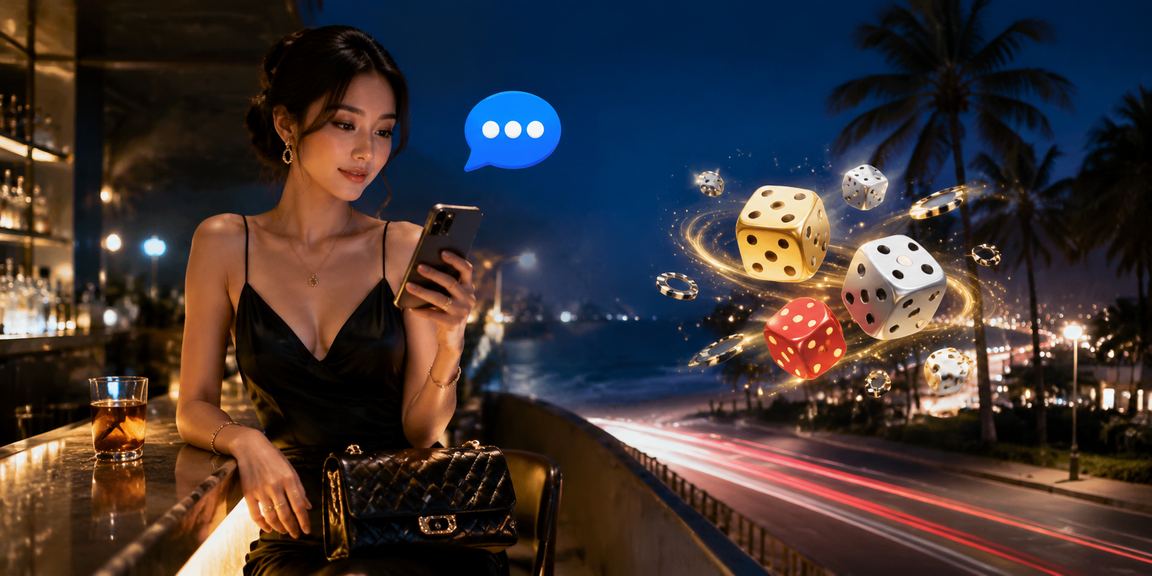 Cảnh biển Mũi Né buổi chiều tà với không khí giải trí và trò chơi may mắn đặc trưng vùng ven biển